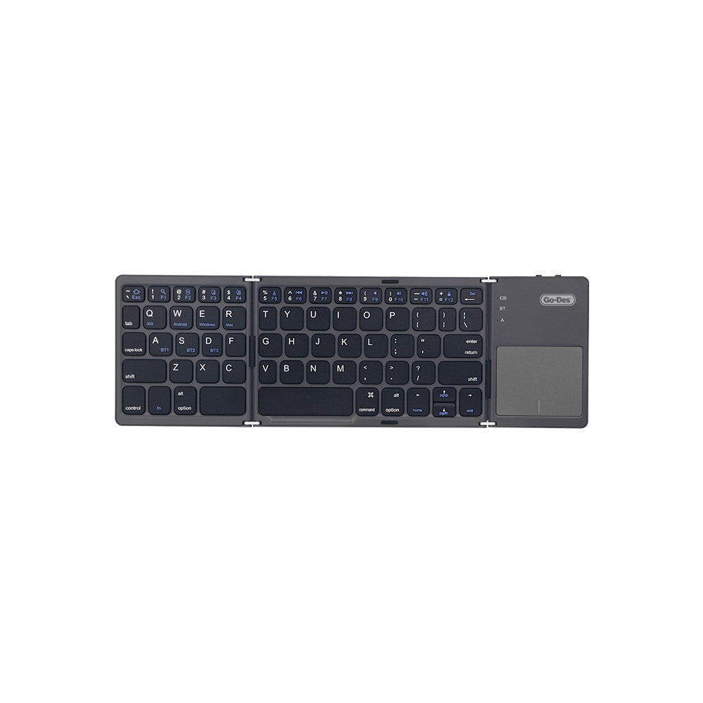 Go Des GD-KB328 Sessiz Tuş Tasarımlı Touch Pad Özellikli Katlanabilir Bluetooth Bağlantılı Kablosuz Klavye