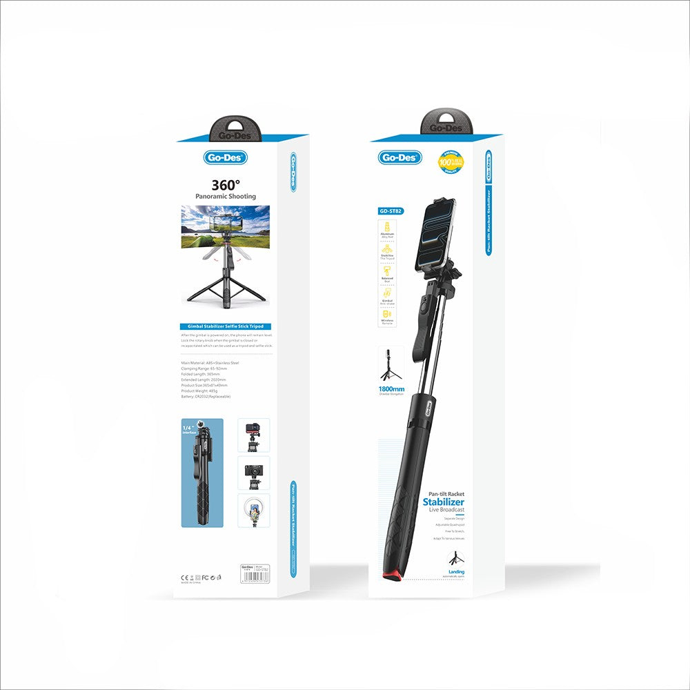 Go Des GD-ST82 360 Derece Pan-Tilt Özellikli Tripod Gimbal Stabilizatör