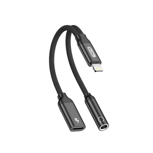 Go Des GD-UC076 3.5mm Jack Girişli Lightning 2in1 Şarj ve Ses Kablosu Siyah