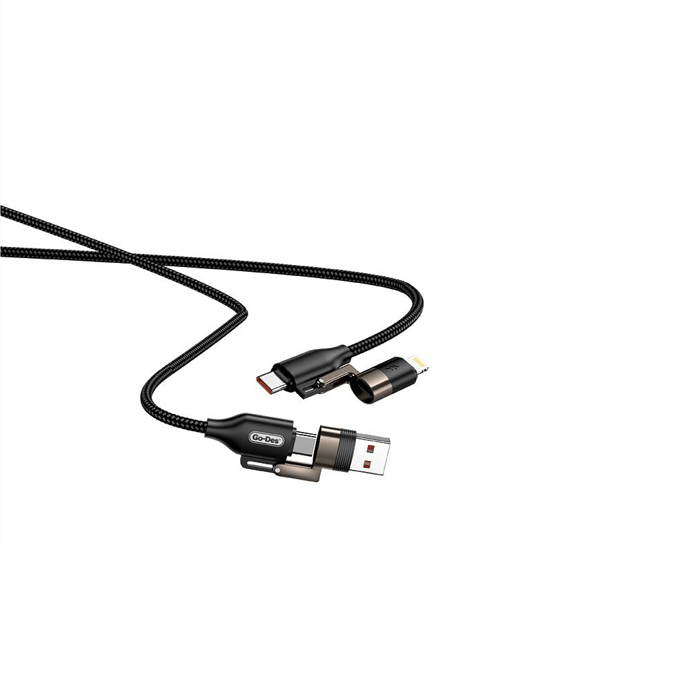 Go Des GD-UC831 4in1 PD Çoklu USB-A + Type-C to Type-C + Lightning Şarj ve Data Kablosu 65W 1.2M