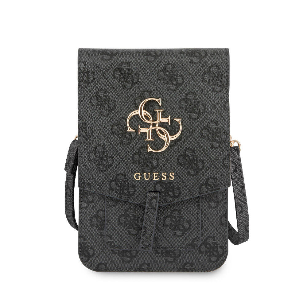 Guess Orjinal Lisanslı 4G Desenli Büyük 4G Logolu 5 Hazneli Askılı Mıknatıs Kapaklı Çanta Kahverengi