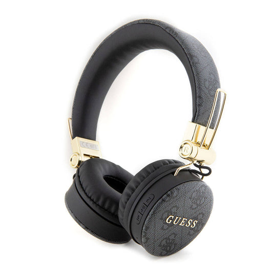 Guess Orjinal Lisanslı 4G Metal Logo PU Deri Ayarlanabilir Kulak Üstü Bluetooth Kulaklık Kahverengi
