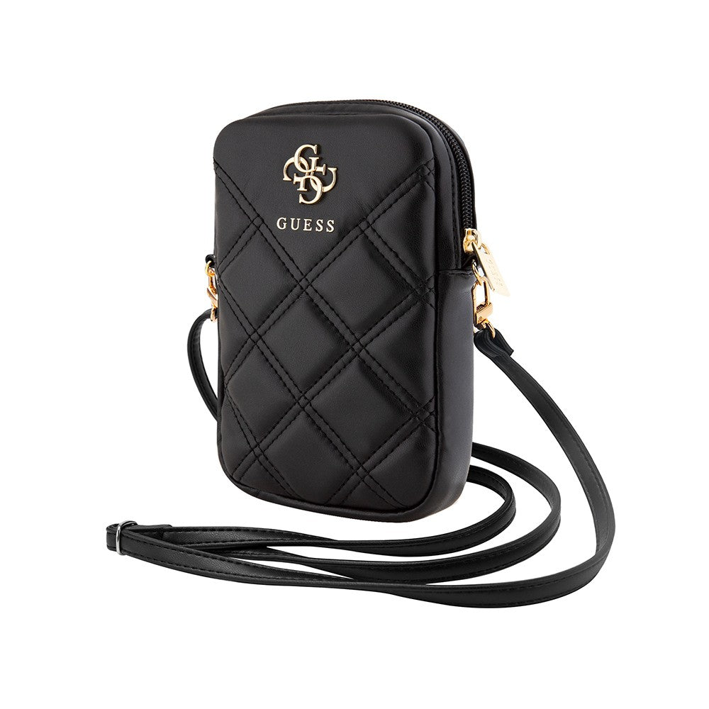 Guess Orjinal Lisanslı 4G Metal Logolu Kapitone Desenli Fermuarlı PU Deri Çapraz Askılı Vücut Çantası