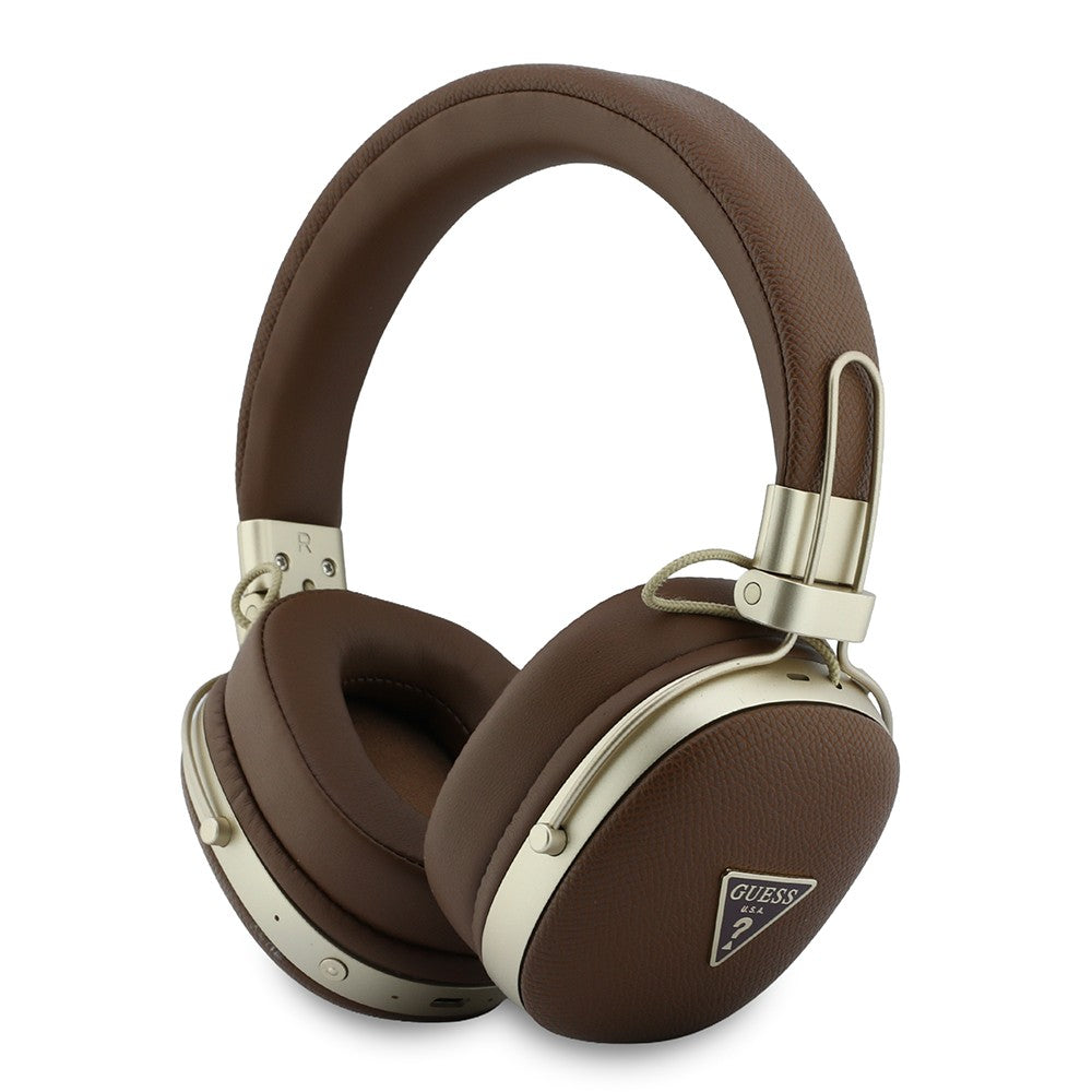 Guess Orjinal Lisanslı ENC Teknolojili PU Üçgen Metal Logolu Kulak Üstü Bluetooth Kulaklık v5.4