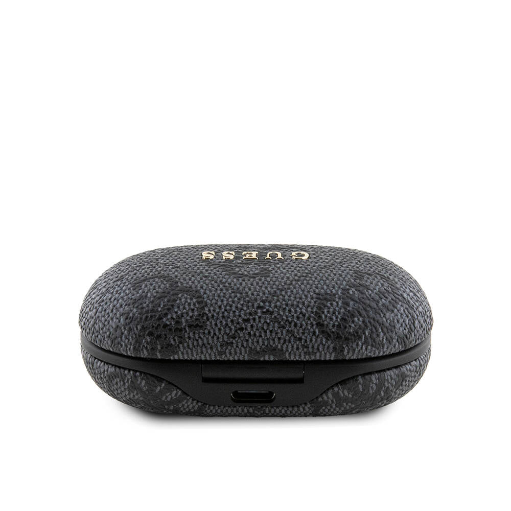 Guess Orjinal Lisanslı Klasik Metal Yazı Logolu TWS Kulak İçi Bluetooth Kulaklık Kahverengi