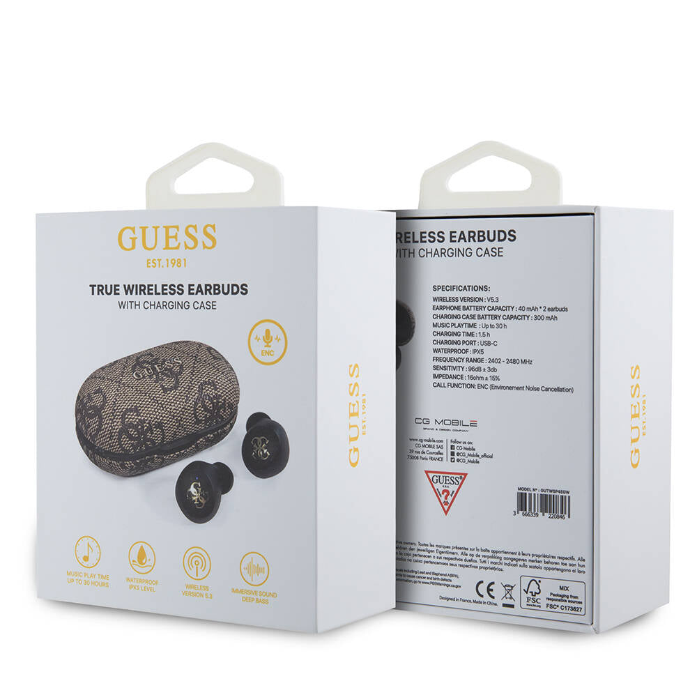 Guess Orjinal Lisanslı Klasik Metal Yazı Logolu TWS Kulak İçi Bluetooth Kulaklık Mavi