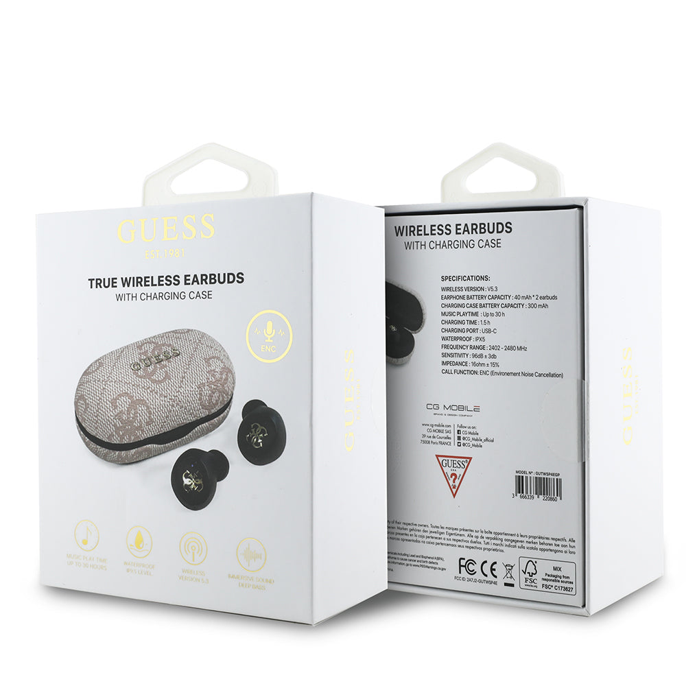 Guess Orjinal Lisanslı Klasik Metal Yazı Logolu TWS Kulak İçi Bluetooth Kulaklık Mavi