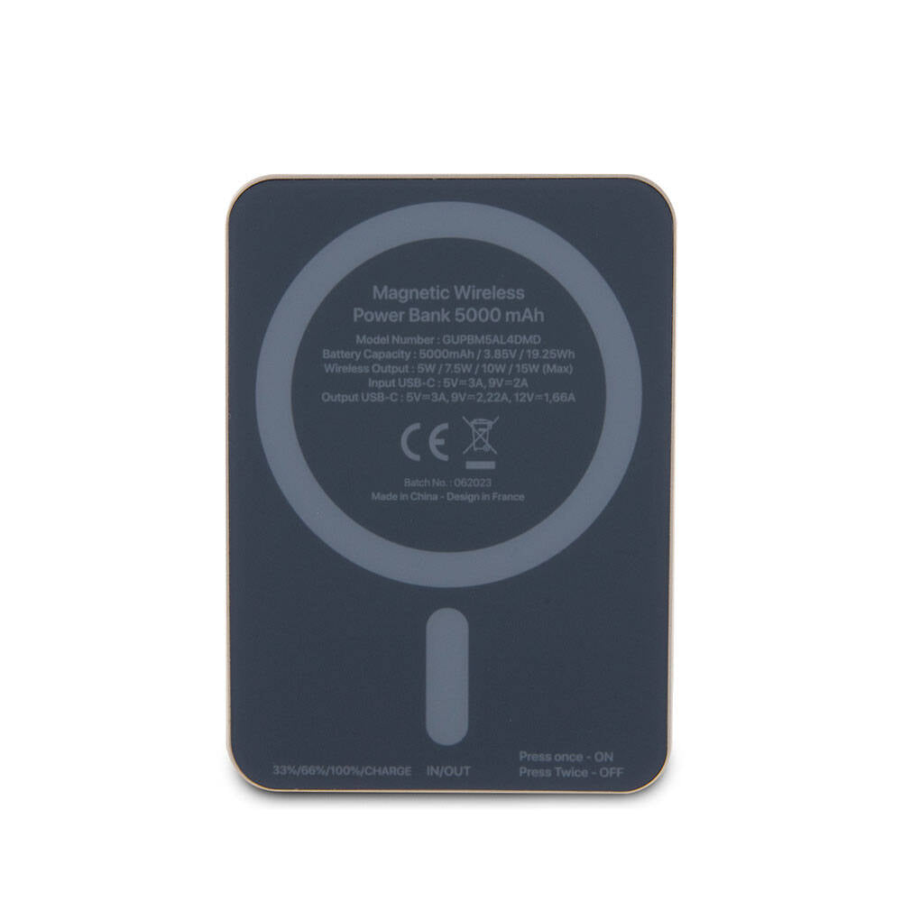 Guess Orjinal Lisanslı M-safe Şarj Özellikli Taşlı 4G Logolu Powerbank 5000mAh 15W Siyah