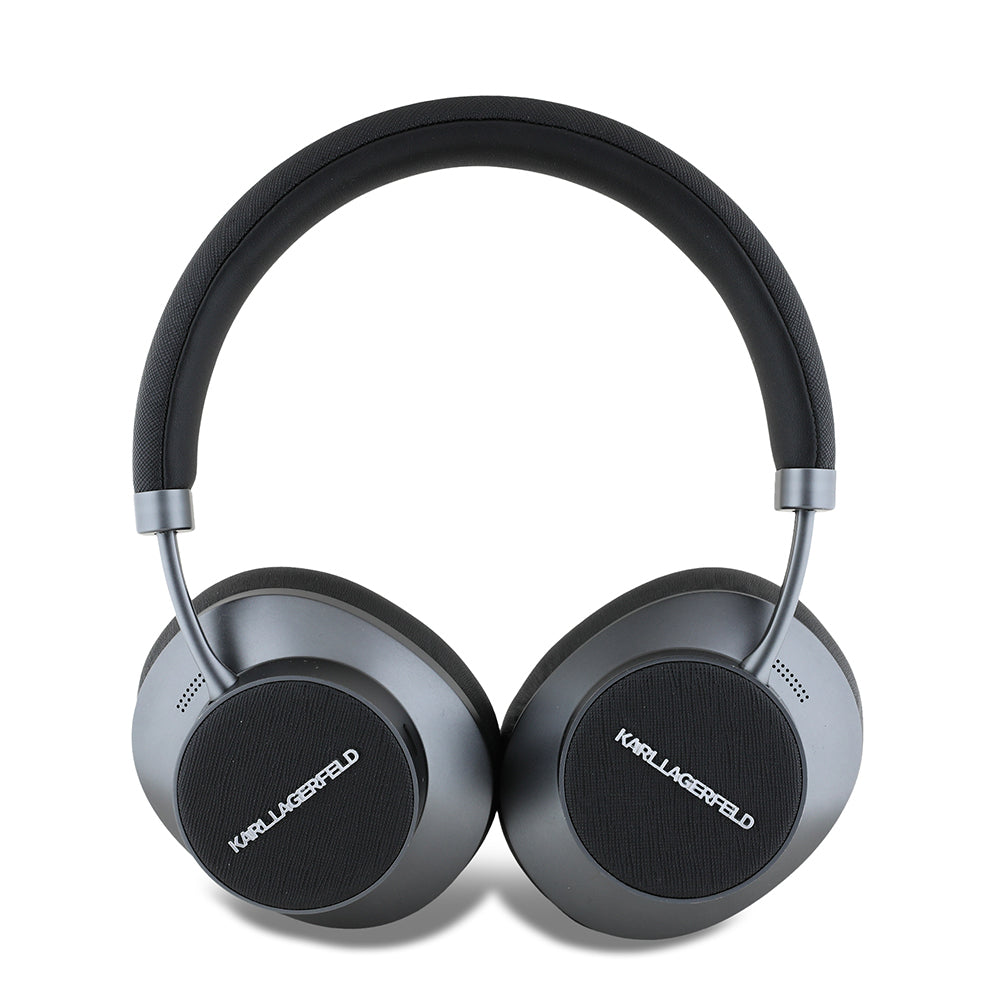 Karl Lagerfeld Orjinal Lisanslı ANC/ENC Özellikli KL Yazı Logolu Saffiano Serisi Kulak Üstü Bluetooth Kulaklık v5.3 Siyah