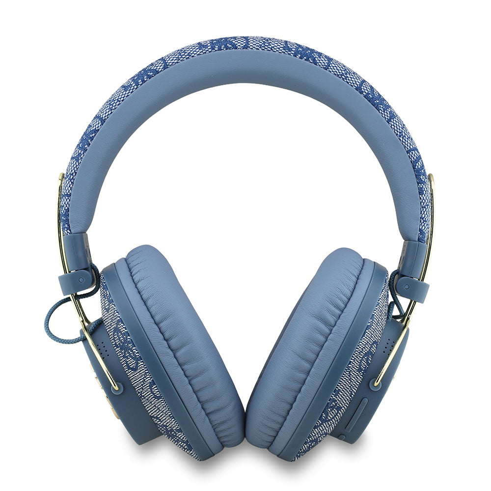 Guess Orjinal Lisanslı PU 4G Desenli Büyük Metal Logolu Kulak Üstü Bluetooth Kulaklık Mavi