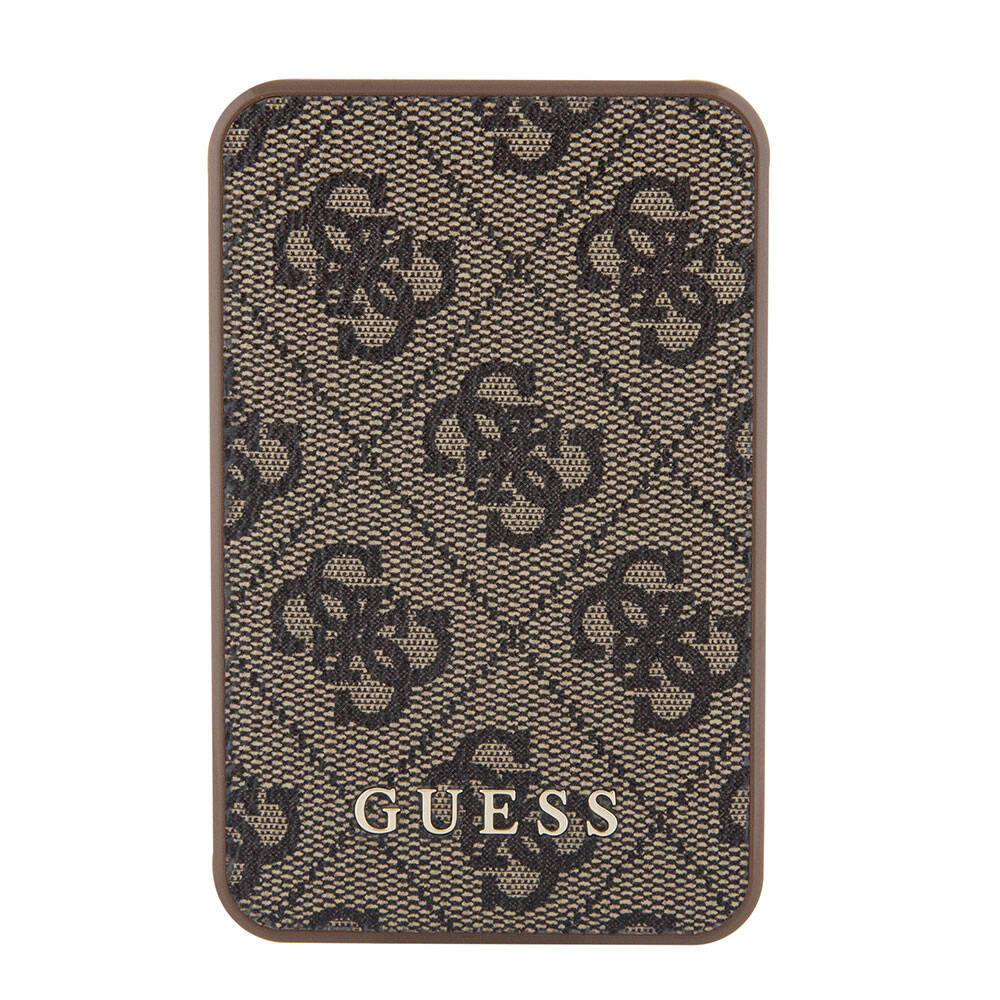 Guess Orjinal Lisanslı PU Deri 4G Desenli Metal Yazı Logolu Powerbank 5000mAh Siyah