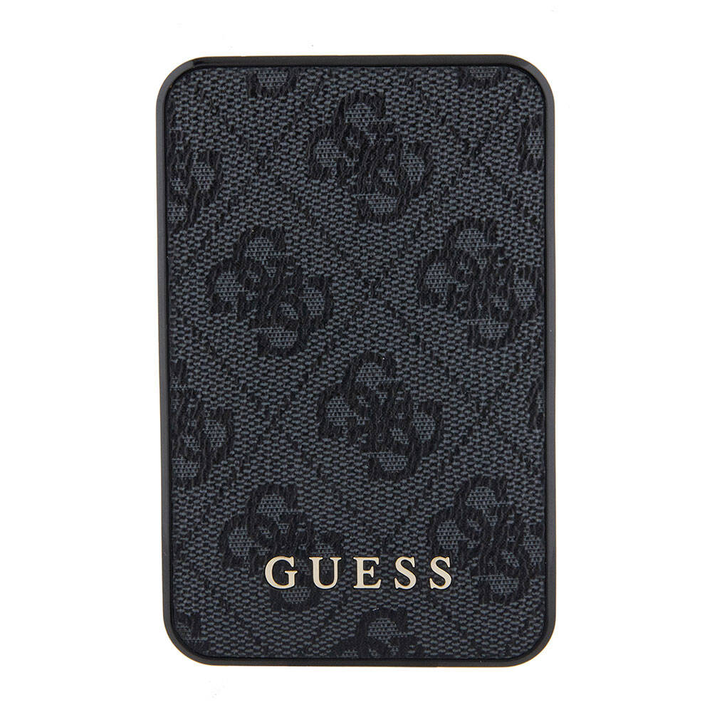 Guess Orjinal Lisanslı PU Deri 4G Desenli Metal Yazı Logolu Powerbank 5000mAh Kahverengi