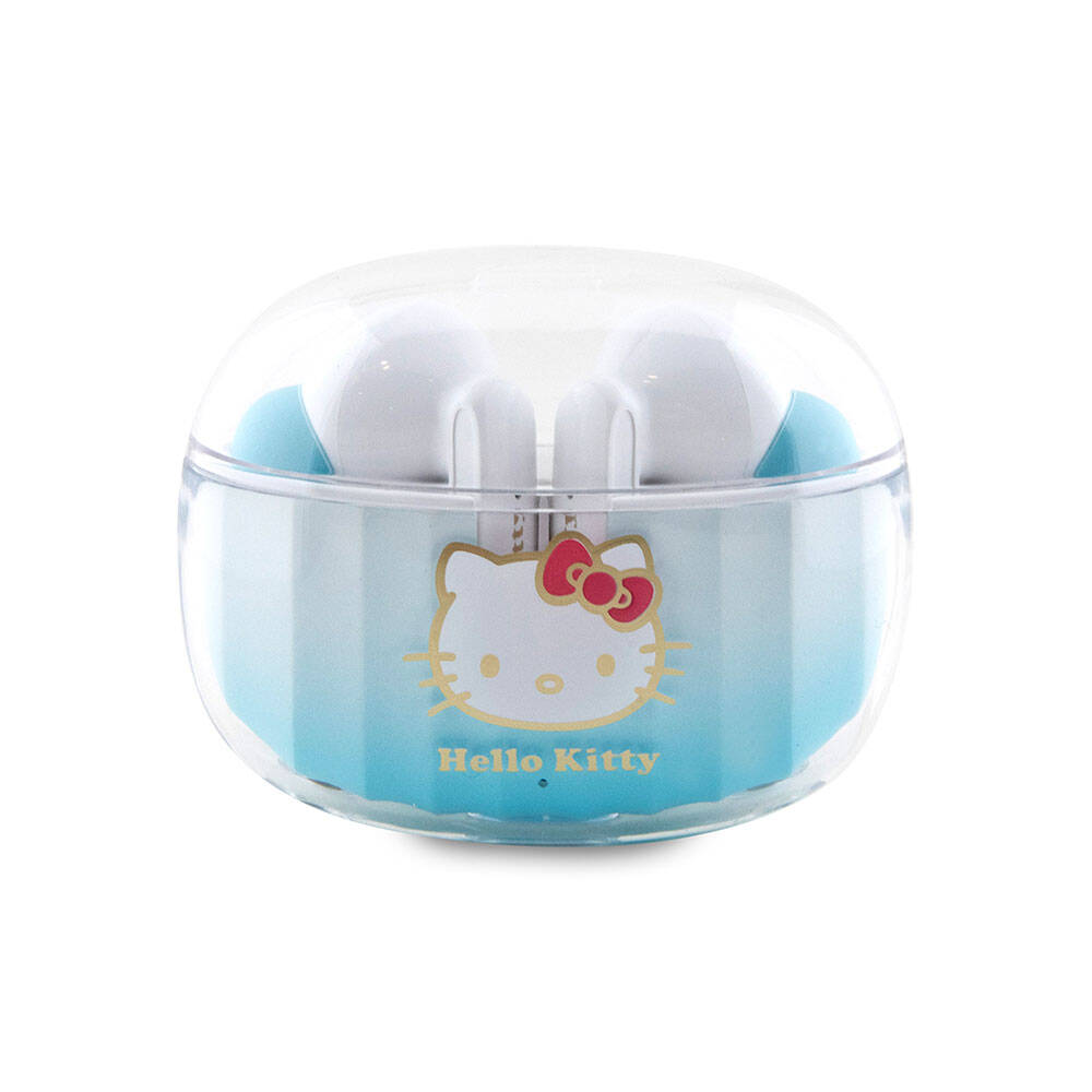 Hello Kitty Orjinal Lisanslı Renk Geçişli Tasarım Elektroplating Logolu TWS Bluetooth Kulaklık Mavi