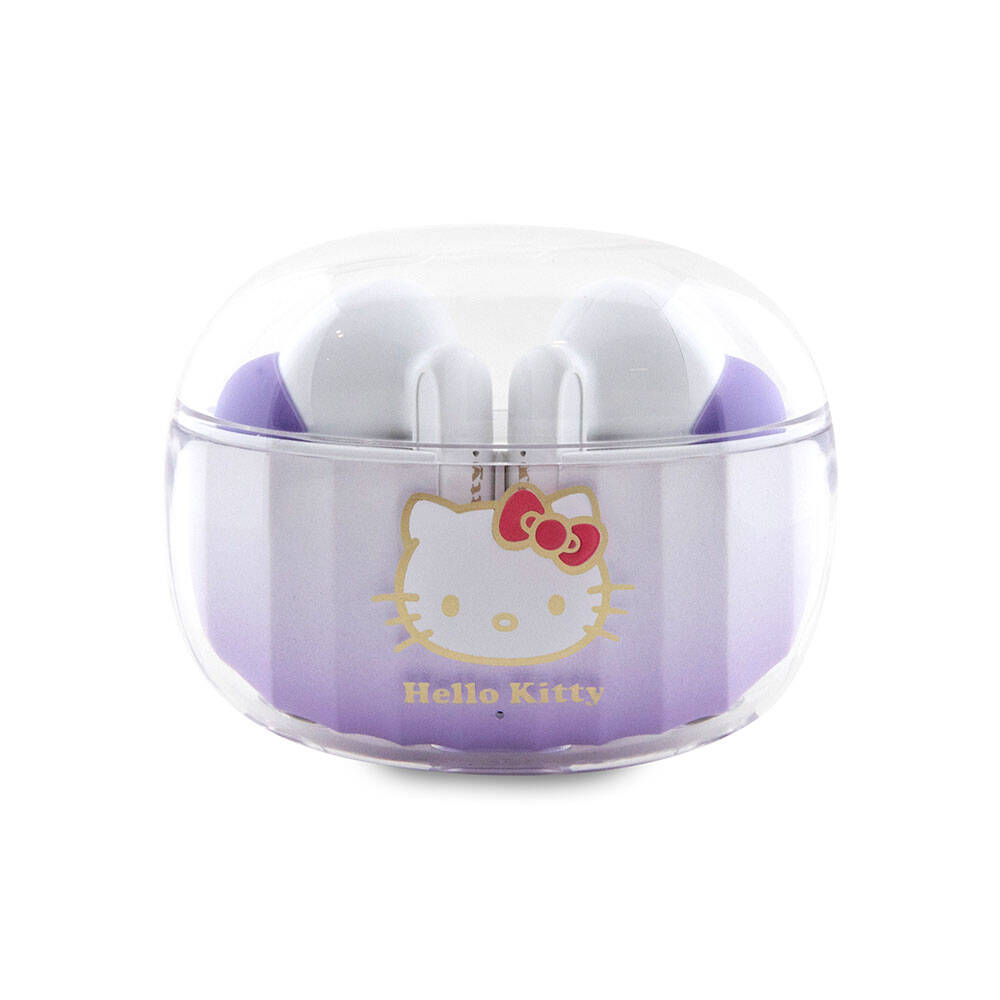 Hello Kitty Orjinal Lisanslı Renk Geçişli Tasarım Elektroplating Logolu TWS Bluetooth Kulaklık Mor