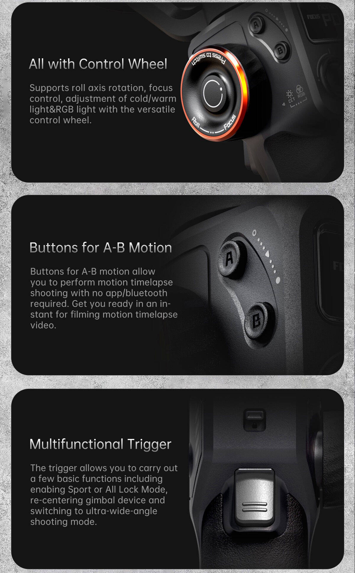 Hohem iSteady M6 3 Eksenli El Tipi AI Yapay Zeka Görüş Sensörlü Gimbal Stabilizatör Siyah