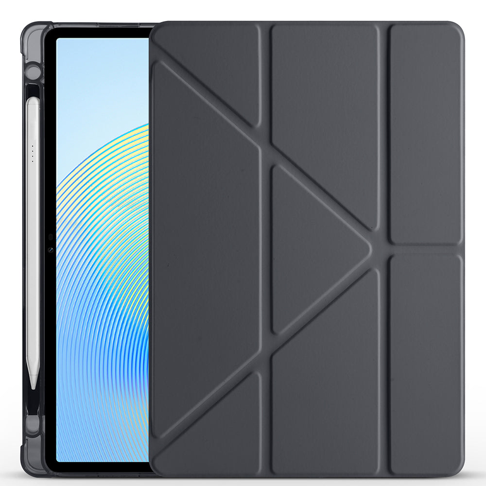 Honor Pad X8A Kılıf Zore Tri Folding Kalem Bölmeli Standlı Kılıf Siyah