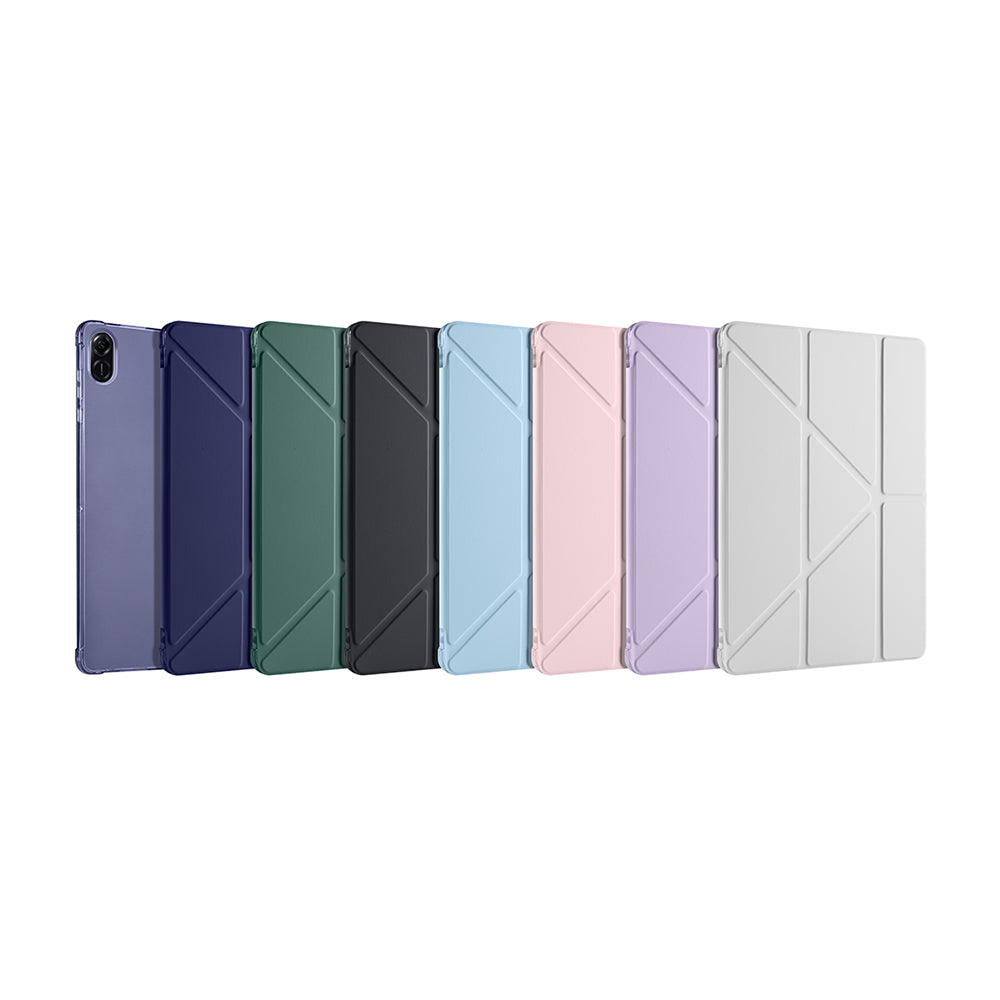 Honor Pad X8A Kılıf Zore Tri Folding Kalem Bölmeli Standlı Kılıf Mavi