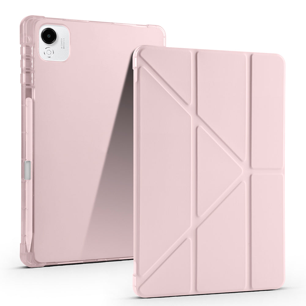 Honor Pad X9A Kılıf Zore Tri Folding Kalem Bölmeli Standlı Kılıf Rose Gold