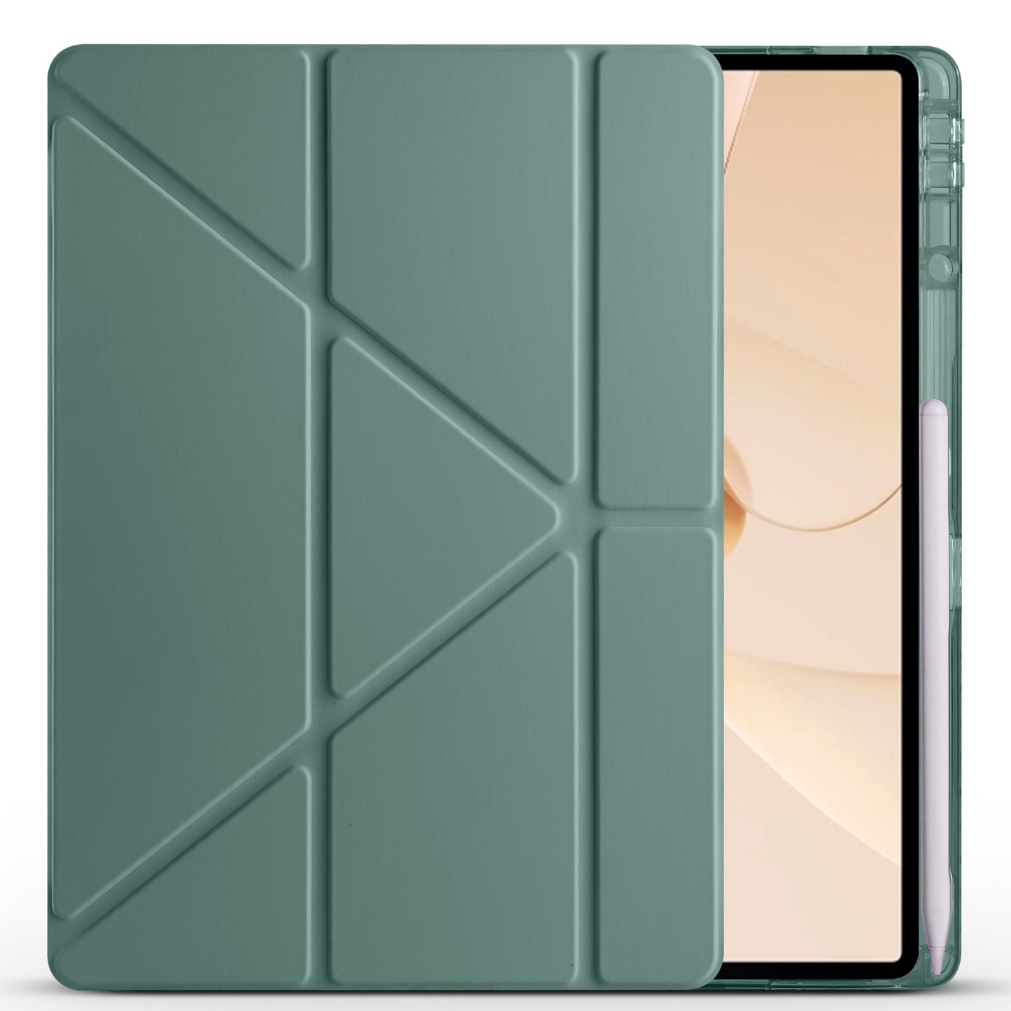 Huawei Matepad 12X Kılıf Zore Tri Folding Kalem Bölmeli Standlı Kılıf Koyu Yeşil