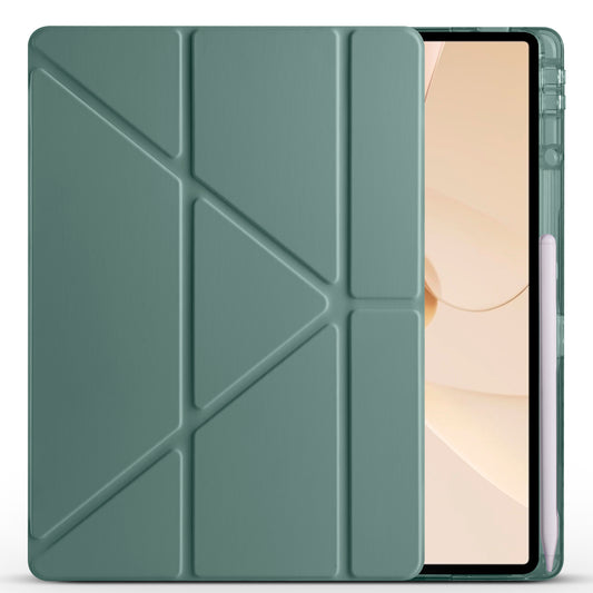Huawei Matepad 12X Kılıf Zore Tri Folding Kalem Bölmeli Standlı Kılıf Koyu Yeşil