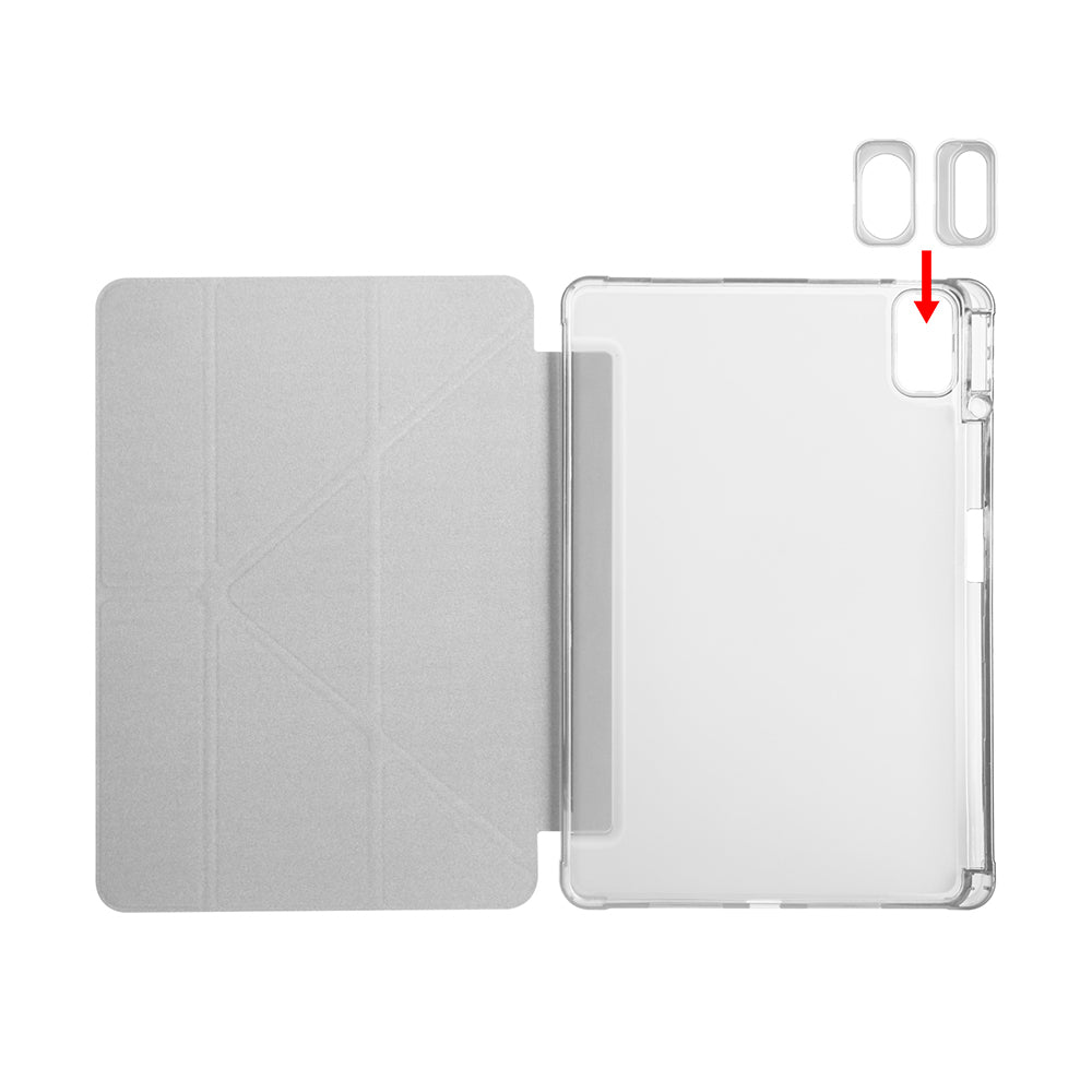 Huawei Matepad SE 11 Kılıf Zore Tri Folding Kalem Bölmeli Standlı Kılıf Gri