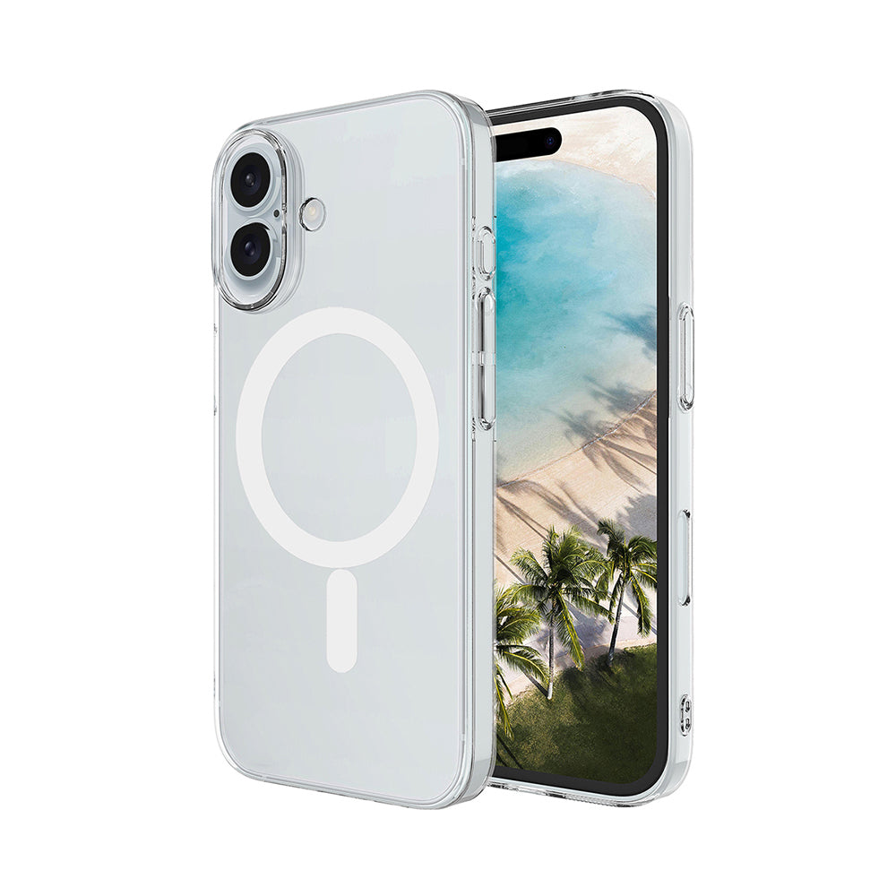 iPhone 16 Plus Kamera Korumalı M-Safe Şarj Özellikli Şeffaf Zore London Sert PC Kapak