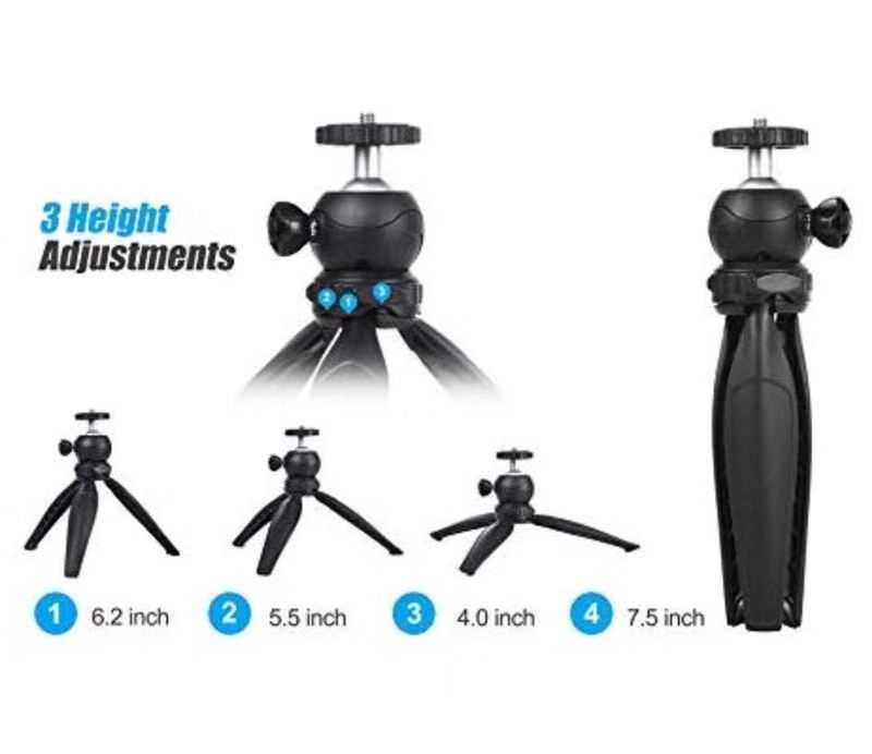 Jmary MT-20 Tripod 360 Derece Oynar Başlıklı Çok Yönlü Kısa Telefon Sabitleyici 16 cm Gri