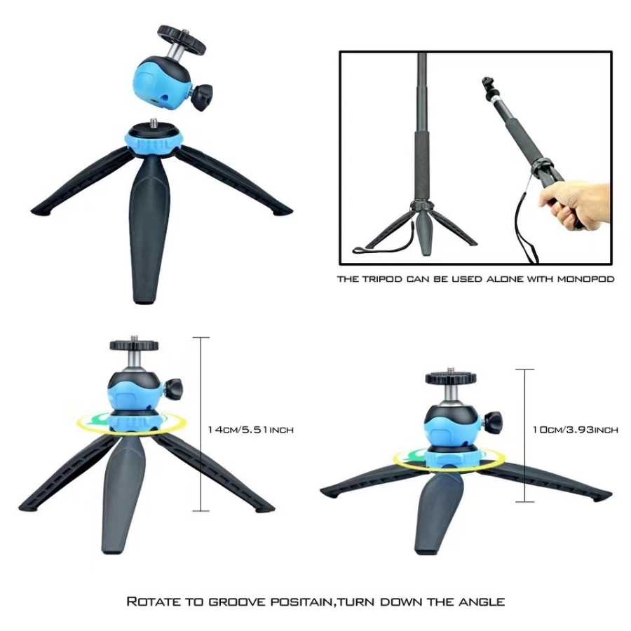 Jmary MT-20 Tripod 360 Derece Oynar Başlıklı Çok Yönlü Kısa Telefon Sabitleyici 16 cm Gri