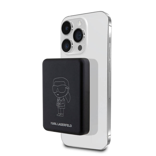 Karl Lagerfeld Led Işıklı Göstergeli M-safe Magnetik Orjinal Lisanslı Powerbank 5000 Mah Siyah