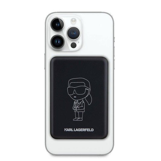 Karl Lagerfeld Led Işıklı Göstergeli M-safe Magnetik Orjinal Lisanslı Powerbank 5000 Mah Siyah