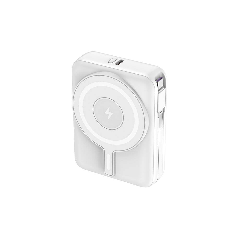 Lapas LP-PW002 Dijital LED Göstergeli Type-C & Lightning Kablosuz Taşınabilir Powerbank 10.000mAh Beyaz