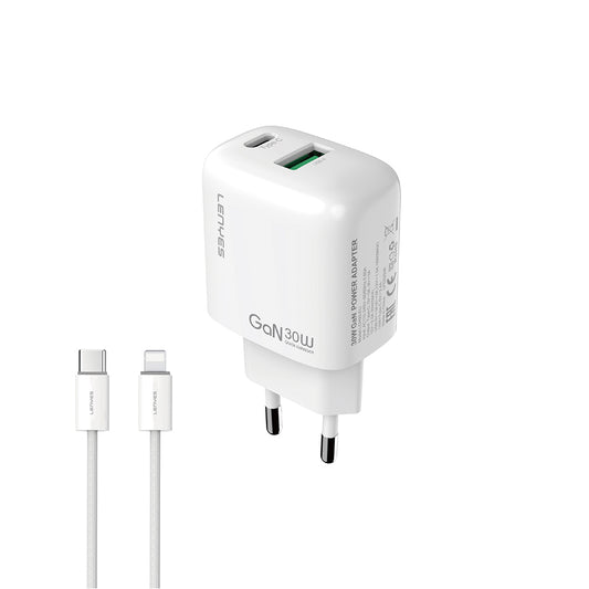 Lenyes LCH93-TC-L Type-C to Lightning GaN Teknolojili PD ve USB Hızlı Şarj Özellikli Şarj Seti 30W