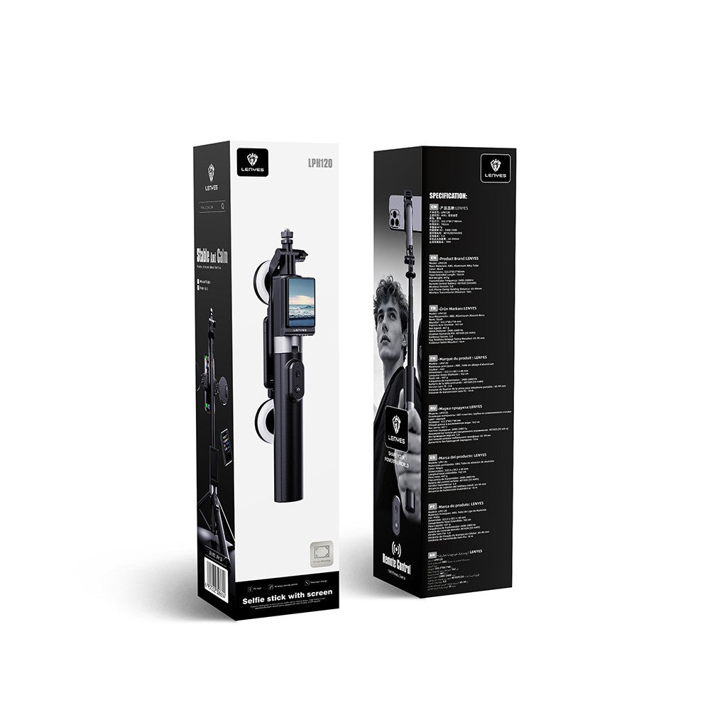 Lenyes LPH120 Uzaktan Kumandalı Çok Fonksiyonlu Sabitleyici Ekranlı Tripod ve Selfie Çubuğu