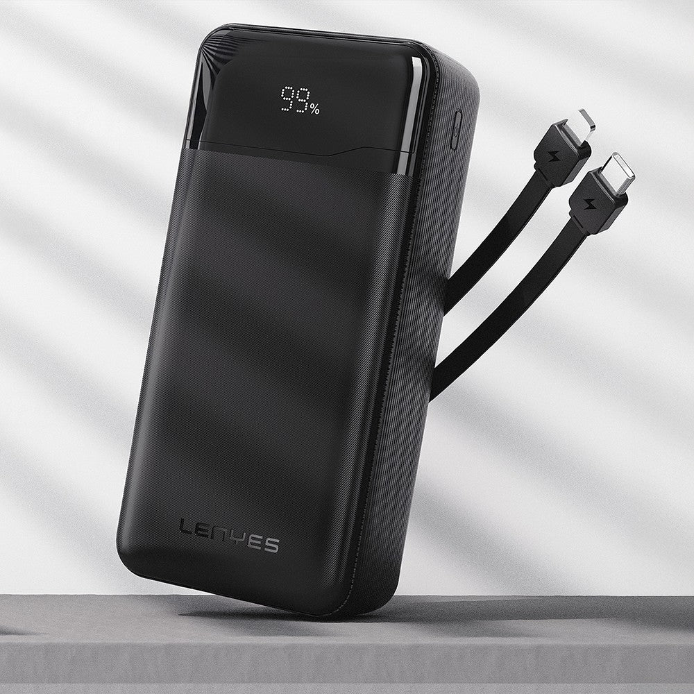 Lenyes PX280D Dijital LED Ekranlı Type-C ve Lightning Kablolu Powerbank 22.5W 20.000mAh