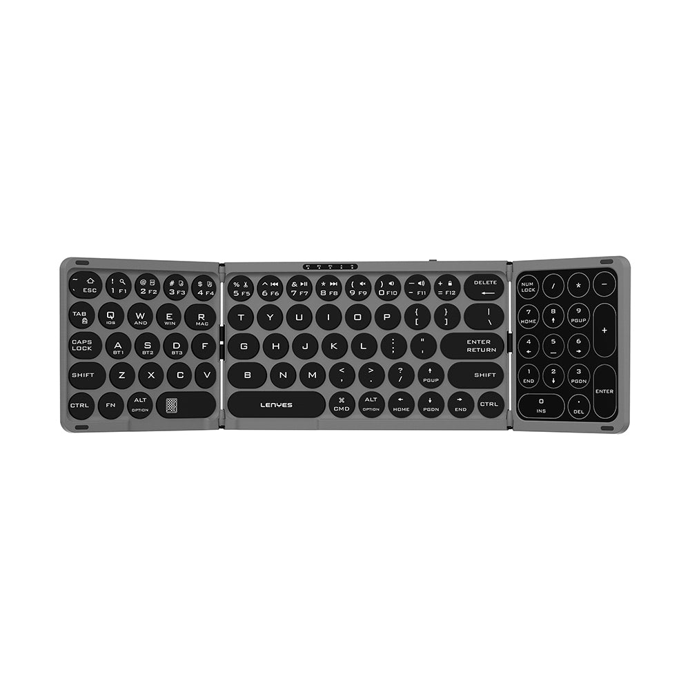 Lenyes WK110 Sessiz Tuş Tasarımlı Num Touch Pad Özellikli Katlanabilir Bluetooth Bağlantılı Kablosuz Klavye