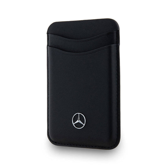 Mercedes Benz Orjinal Lisanslı 2 Hazneli Metal Logolu Deri Magnetik Kartlık Siyah