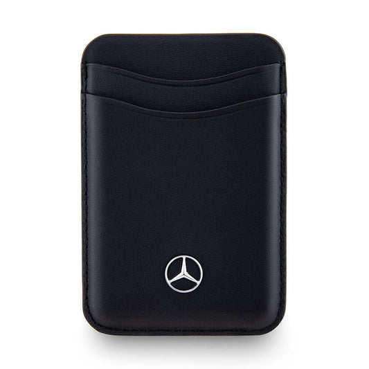 Mercedes Benz Orjinal Lisanslı 2 Hazneli Metal Logolu Deri Magnetik Kartlık Siyah