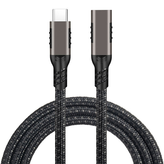 Qgeem Extension USB3.2 Type-C PD Uzatma Kablosu 100W 20Gbps 4K@60Hz 3 Metre Siyah