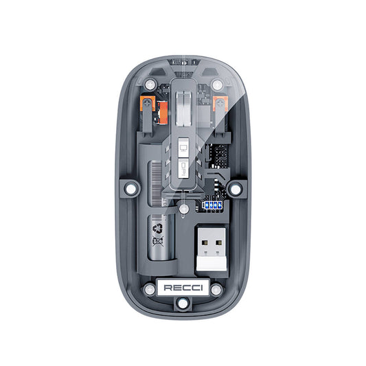 Recci RCS-M01 Space Capsule Serisi Multimod Kablosuz Şeffaf Tasarım Mouse Gri