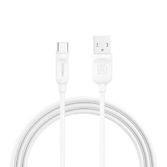 Recci RCT-P200 City of Sky Serisi Type-C to USB-A Data ve Şarj Kablosu 2M Beyaz