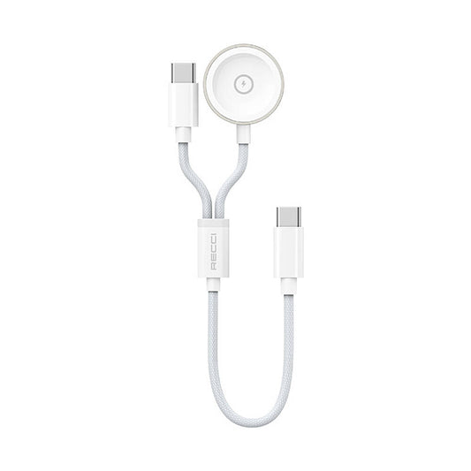 Recci RCW-39 2in1 Akıllı Saat Wireless Şarj Kablosu Beyaz