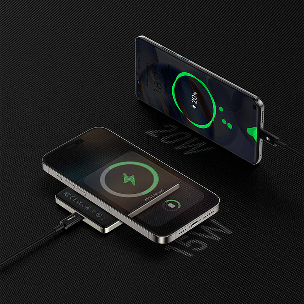 Recci RPB-W20 Taşınabilir Wireless Şarj ve PD Hızlı Şarj Özellikli Powerbank 15W 4900mAh Gold