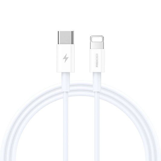 Recci RS06CL Type-C to Lightning PD 20W Hızlı Şarj Özellikli Data ve Şarj Kablosu 1M Beyaz