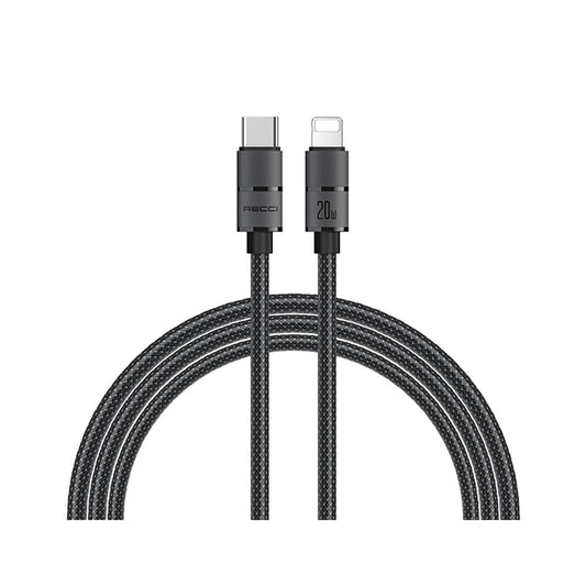 Recci RS12CL Warrior  Serisi 20W Hızlı Şarj Özellikli Type-C To Lightning PD Kablo 2M Gri