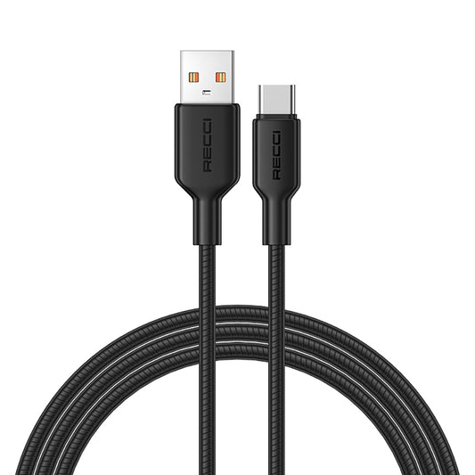Recci RS46C USB-A to Type-C 2.4A Hızlı Şarj Özellikli Data ve Şarj Kablosu 100W 1.2M