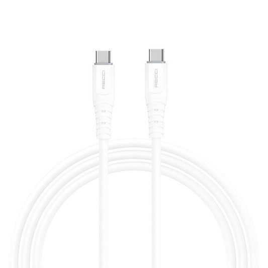 Recci RTC-P09CC Silicone Serisi 65W Hızlı Şarj Özellikli Type-C To Type-C PD Kablo 1.5M Beyaz