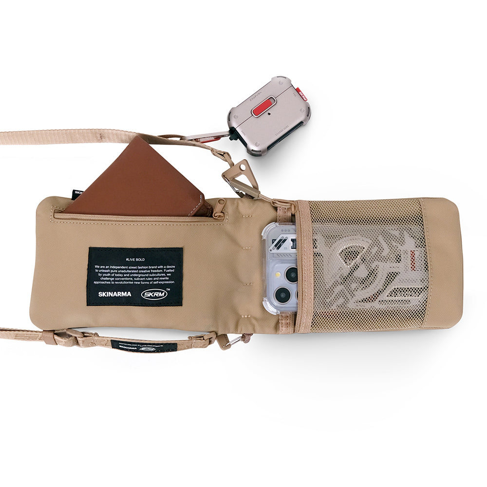 Skinarma Sling Pouch Juno Cross-Hatch Desenli Naylon Scout Boyun Askı Kayışlı Çapraz Vücut Çantası Yeşil