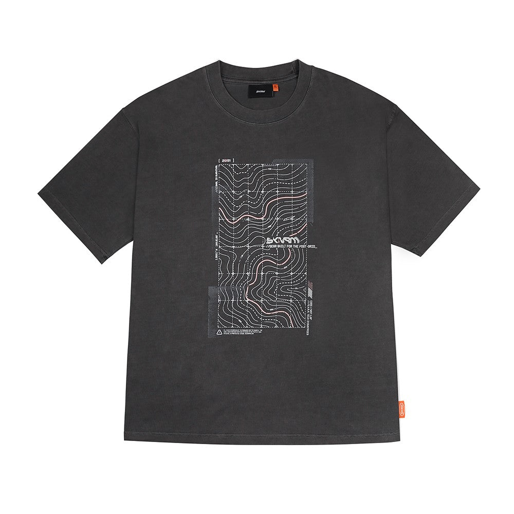 Skinarma Sonar Kısa Kollu Oversize Unisex Bisiklet Yaka Gri Tişört