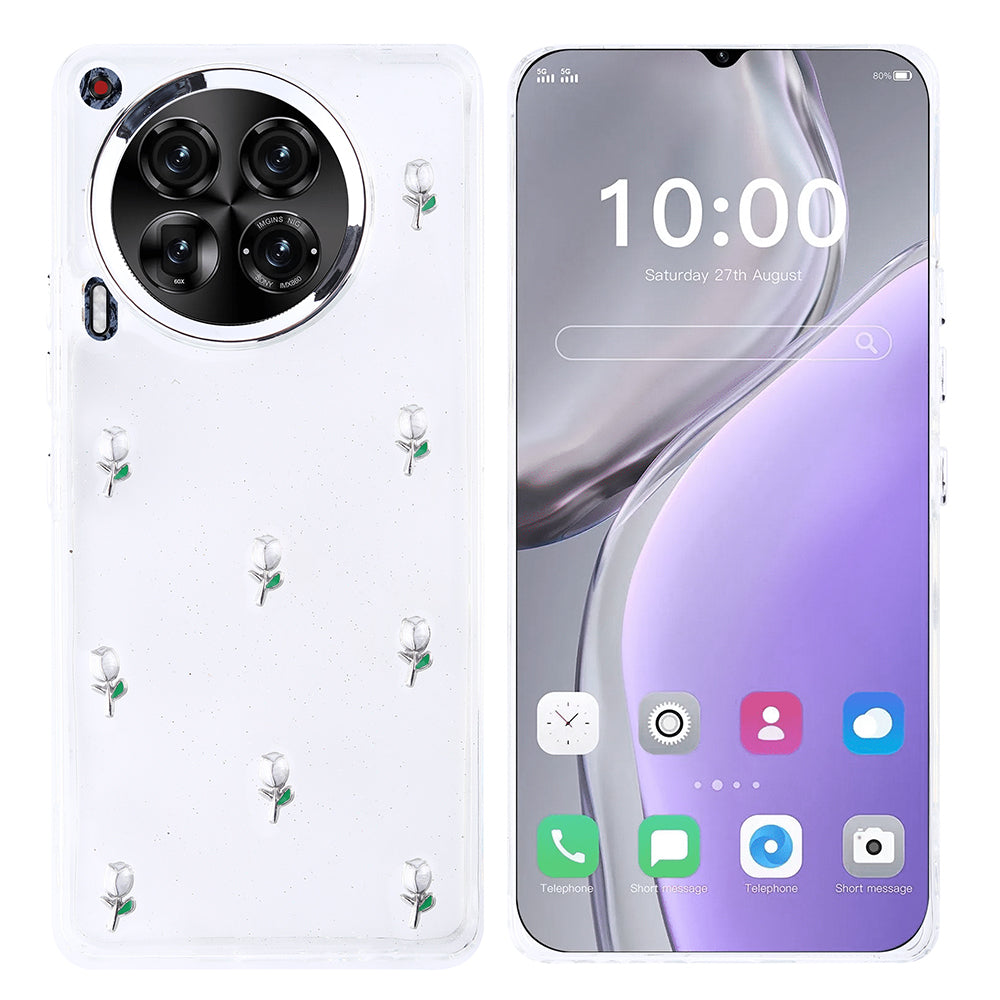 Tecno Camon 30 4G Kılıf Airbag Tasarımlı Simli Şeffaf Zore Kutup Kapak