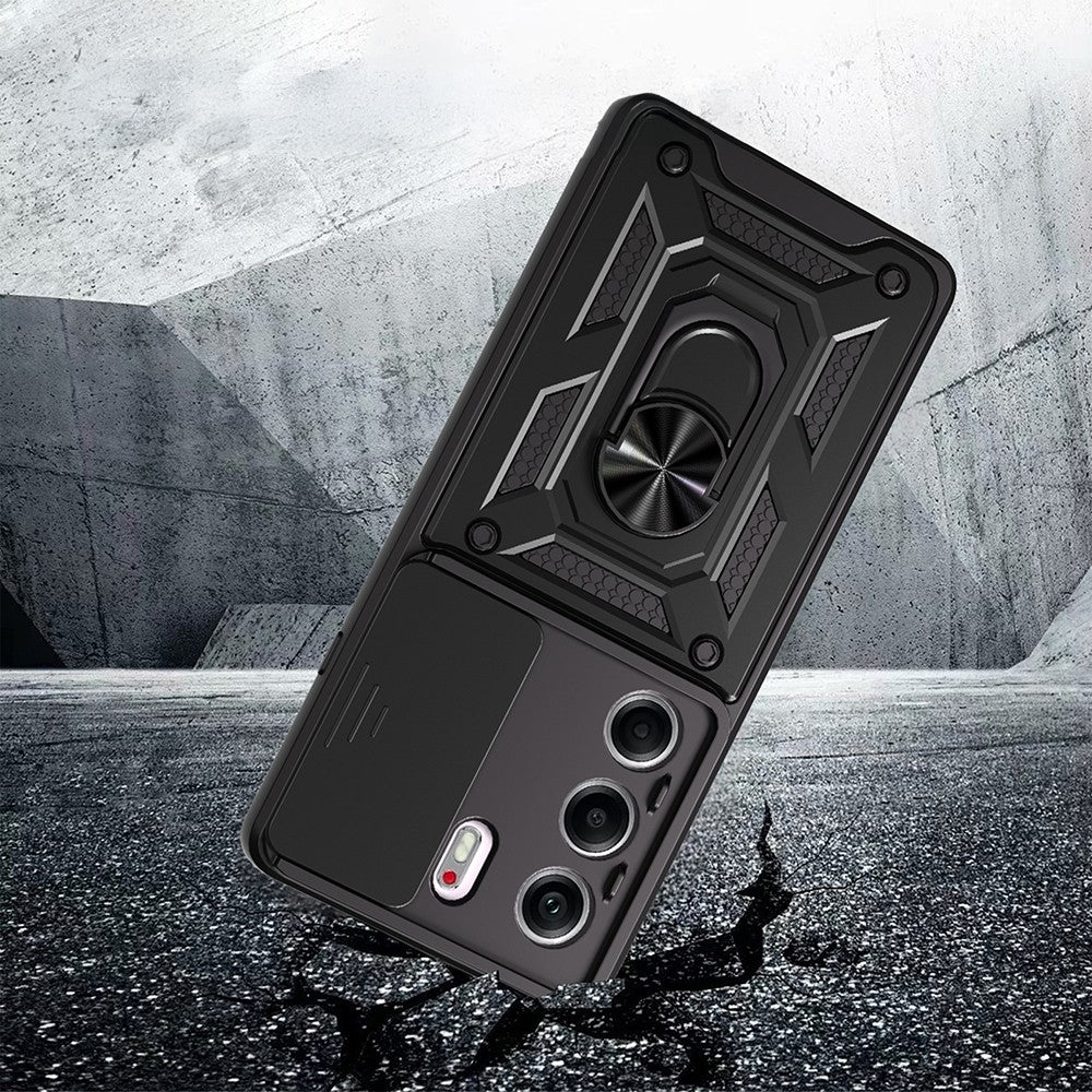 Tecno Camon 40 5G Kılıf Magnetik Standlı Kamera Korumalı Zore Sürgülü Vega Kapak